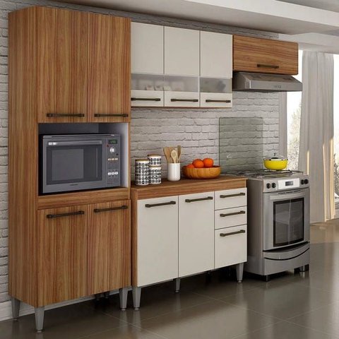 Cozinha Completa 4 Peças Alice Carvalho/off White - Chf Móveis