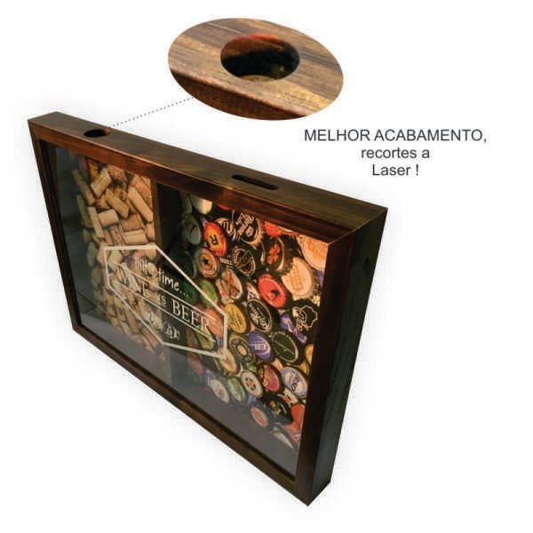 Quadro Porta Rolha / Tampinha conjugado 33 x 43 - IT´S TIME WINE VS BEER - 2