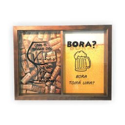Quadro Porta Rolha / Tampinha conjugado 33 x 43 - COM O PASSAR DOS VINHOS OS ANOS FICAM MELHORES / B - 1