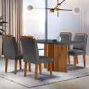 Ver imagem 1 de Mesa Olímpia 120cm Mdf Vidro Canto Copo com 4 Cadeiras