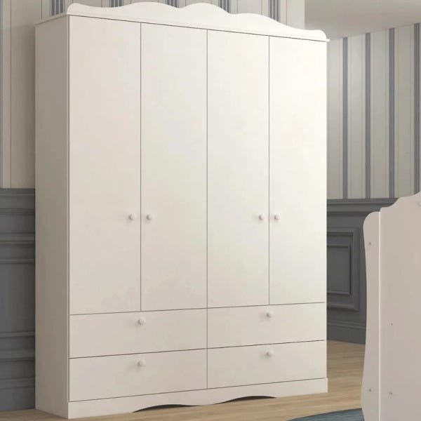Guarda-Roupa Infantil 4 Portas 4 Gavetas Encanto Branco - Permobili é ruim? Guarda-Roupa Infantil 4 Portas 4 Gavetas Encanto Branco - Permobili é boa?
