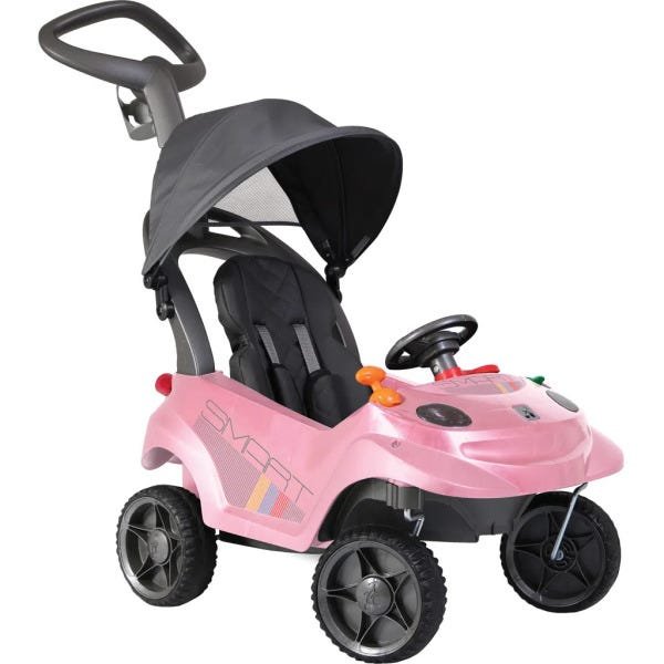 Mini Carro Infantil Bandeirante Smart Baby Comfort - com Capota - Rosa
