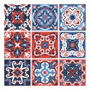 Ver imagem 1 de Papel de Parede Azulejo Português Vermelho e Azul - 2,5x0,5m