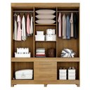 Ver imagem 4 de Guarda Roupa Casal Bem Te Vi 10 Portas de Bater 3 Gavetas MDF Cinamomo Valdemóveis