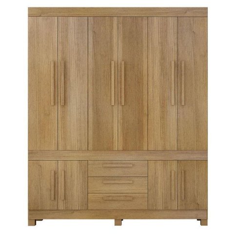 Guarda Roupa Casal Bem Te Vi 10 Portas de Bater 3 Gavetas MDF Cinamomo Valdemóveis