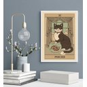 Ver imagem 2 de Quadro Carta Tarot Gato Signo Peixes 33x24cm - com Vidro:madeira Branca