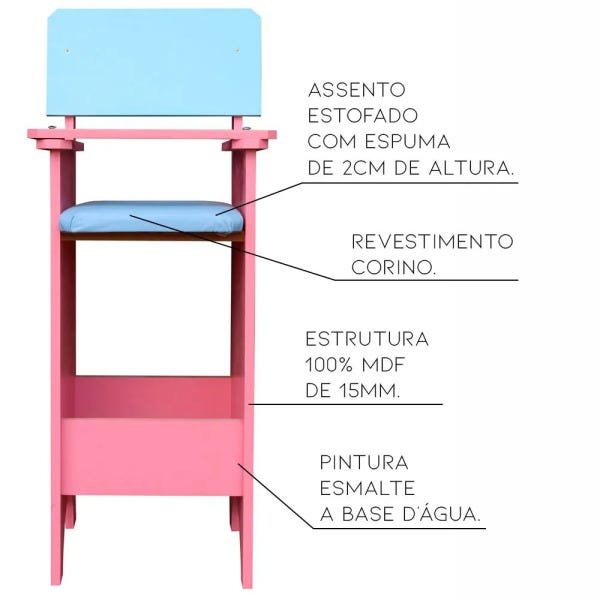 Cadeira Infantil Para Refeição Restaurante Rosa/Azul - Criança Feliz - 2
