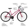 Bicicleta Esportiva Aro 26 Freio V-Brake 18 Marchas Allegra City Quadro 19 Aço Pink - Colli Bike - 2
