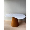 Ver imagem 3 de Mesa de Jantar Cone Orgânica Beca 4 Lugares Orgânico Mármore e Madeira 140x90cm Branco