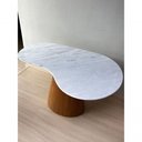 Ver imagem 2 de Mesa de Jantar Cone Orgânica Beca 4 Lugares Orgânico Mármore e Madeira 140x90cm Branco