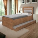 Ver imagem 1 de Cama Baú Larissa Solteiro Naturale e Off com Auxiliar e 02 Colchões Framar