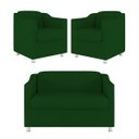 Ver imagem 2 de Kit 2 Poltronas Decorativas Tilla + Namoradeira Sala De Estar Cor:Verde