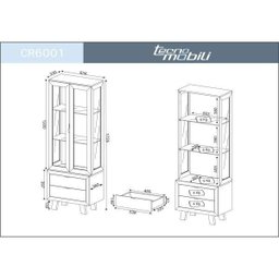 Cristaleira com Espelho 2 Portas em Vidro 2 Gavetas Cr6001 Tecno Mobili - 3