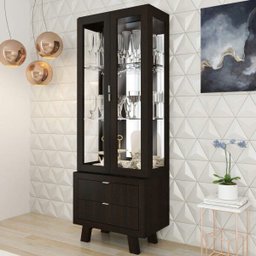 Cristaleira com Espelho 2 Portas em Vidro 2 Gavetas Cr6001 Tecno Mobili - 1