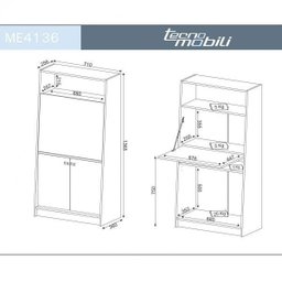 Armário Multiuso 1 Porta Basculante tipo Mesa Tecno Mobili - 4 Armário Multiuso 1 Porta Basculante tipo Mesa Tecno Mobili - 4
