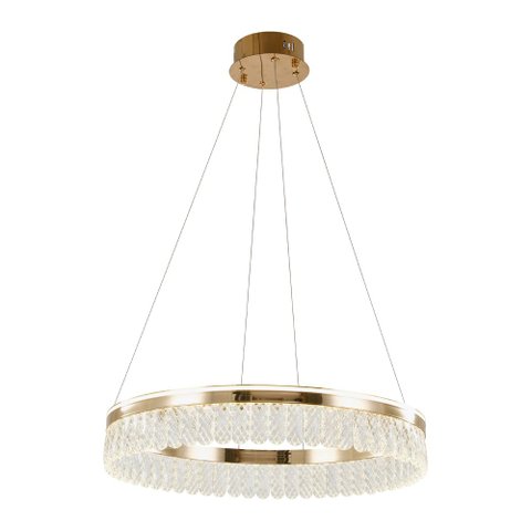 Lustre Pendente Led 50w 3000k Bronze e Cristal Lux Redondo 58cm Bivolt Mais Luz