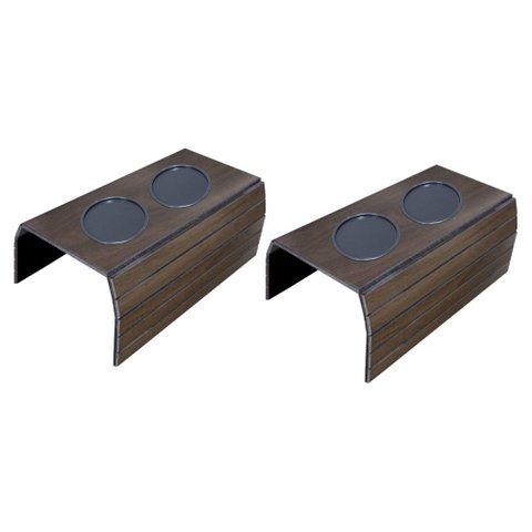 Kit 2 Bandeja Esteira para Braço de Sofá com Porta-copos Marrom