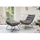 Ver imagem 1 de Poltrona Costela Decorativa com Puff Madeira Eva Preto - Cinza