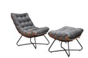 Ver imagem 3 de Poltrona Costela Decorativa com Puff Madeira Eva Preto - Cinza