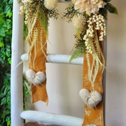 Fita de Porta Veludo Ocre, e Flores Creme 1.80x25cm - 5