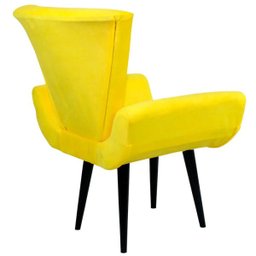 Poltrona Decorativa Suede Amarelo com Pés Palito em Madeira - 3
