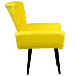 Poltrona Decorativa Suede Amarelo com Pés Palito em Madeira - 4