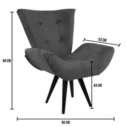 Poltrona Decorativa Suede Amarelo com Pés Palito em Madeira - 6