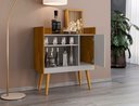 Ver imagem 1 de Aparador Buffet Bechara CAFÉ2 Multiuso com Porta e Prateleira Pés Palito Decoração Bar Nat/Cinza