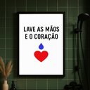 Ver imagem 1 de Quadro Frase para Banheiro - Lave As Mãos 45x34cm - com Vidro:moldura Preta