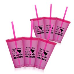 6 Copos com tampa e canudo Rosa Acrílico Enfermagem - 2