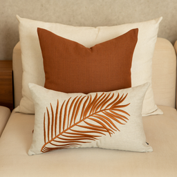 Almofada Folhas Cobre Retangular:Completa - 2