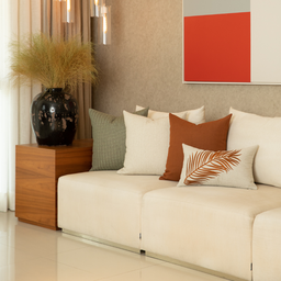 Almofada Folhas Cobre Retangular:Completa - 3
