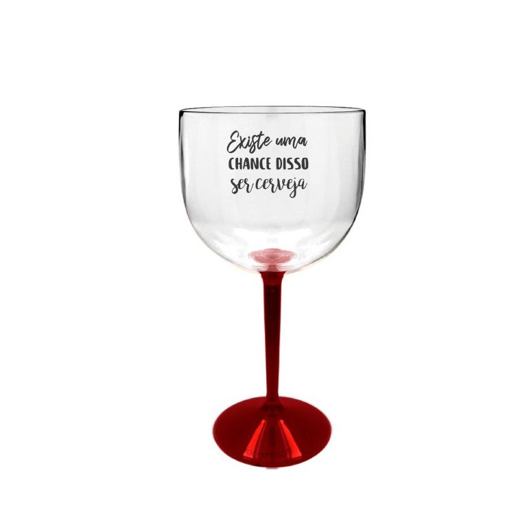 6 Taças Gin Transparente Com Base Vermelha Para Live 6 Taças Gin Transparente Com Base Vermelha Para Live