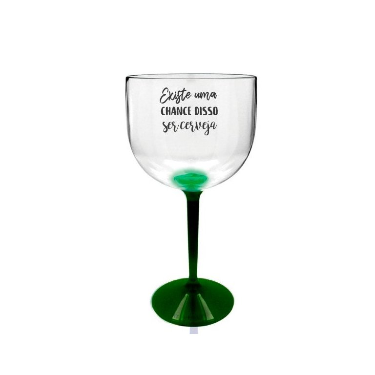 6 Taças Gin Transparente Com Base Verde Para Live