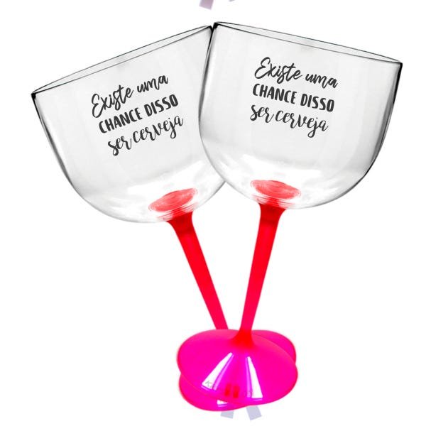 2 Taças Gin Transparente Com Base Rosa Para Live - 2