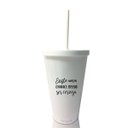 Ver imagem 1 de Kit 6 Copos Com Tampa e Canudo Branco Personalizado