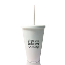 Kit 6 Copos Com Tampa e Canudo Branco Personalizado - 1