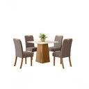 Ver imagem 1 de Mesa Jantar Dora 90 4 Cadeiras Bella Marrom Amendoa - Henn