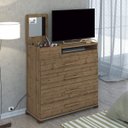 Ver imagem 1 de Cômoda com Espelho Porta Basculante 4 Gavetas Munique Albatroz Móveis