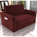 Ver imagem 1 de Sofá Cama com Baú 2 Lugares Numey Veludo Vinho