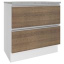 Ver imagem 1 de Balcão Glamy 80 cm 2 Gavetas Branco e Rustic Madesa