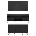 Ver imagem 1 de Conjunto Sala De Estar Rack/painel Tv/aparador Multimóveis Sofia Preto/natural