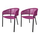 Ver imagem 1 de Kit 2 Cadeiras Sol Corda Náutica Base em Alumínio Preto/rosa