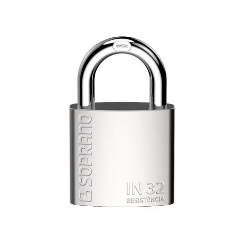 Cadeado de Aço Inox Maciço 32mm Escovado Blister In32 Soprano