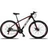 Bicicleta Aro 29 Quadro 17 Alumínio 21v Suspensão Freio Disco XLT Preto/Vermelho/Branco - KSW - 1