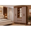 Ver imagem 3 de Guarda Roupa com LED e Espelho Olímpia 4 Portas e 2 Gavetas - Nogueira Cappuccino - Albatroz