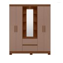 Ver imagem 1 de Guarda Roupa com LED e Espelho Olímpia 4 Portas e 2 Gavetas - Nogueira Cappuccino - Albatroz
