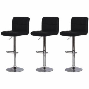 Kit 3 Banquetas Altas para Bar Balcão Bancada Bistro Cozinha Gomos Preto