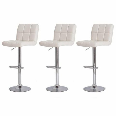 Kit 3 Banquetas Altas Para Bar Balcão Bancada Bistro Cozinha Gomos Branco