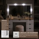 Ver mais imagens de Penteadeira Camarim Liz com Espelho LED e 7 Gavetas Branco
